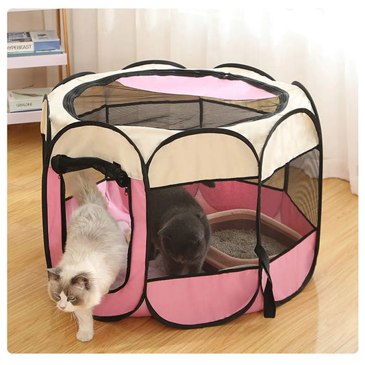 Parque Dobrável Octogonal para Pets em Tecido Oxford